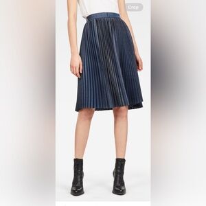 G-Star Dark Blue Denim Look Full Plisse Pleated Skirt M